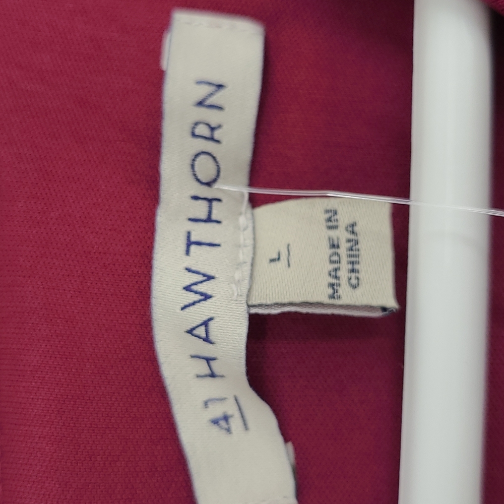 41 Hawthorn Large Magenta Navy Blue gold trim belt zipup midi dress work church - Picture 4 of 6